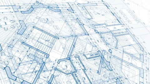 Architecture design: blueprint plan modern house Stock Footage 92622563