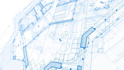 Architecture design: blueprint plan modern house Stock Footage 92687405