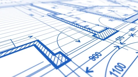 Architecture design: blueprint plan modern house Stock Footage 92791479