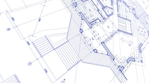 Architecture design: blueprint plan modern house Stock Footage 92839603