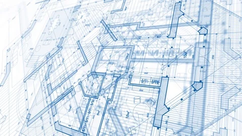 Architecture design: blueprint plan modern house Stock Footage 92912950