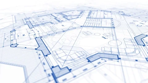 Architecture design: blueprint plan modern house Stock Footage 92912951