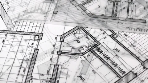 Architecture design: blueprint plan modern house Stock Footage 93095611