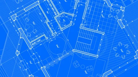 Architecture design: blueprint plan modern house Stock Footage 93159145