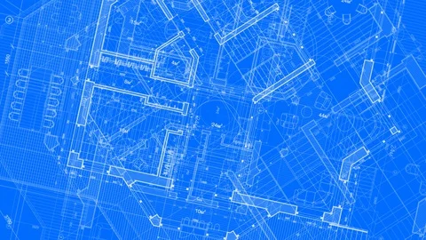 Architecture design: blueprint plan - modern house Stock Footage 93212310