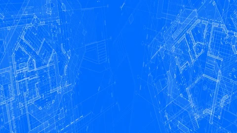 Architecture design: blueprint plan - modern house Stock Footage 93237437