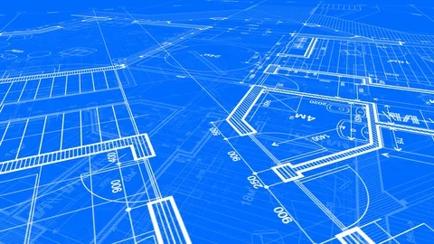 Architecture design: blueprint plan - modern house Stock Footage 93237438