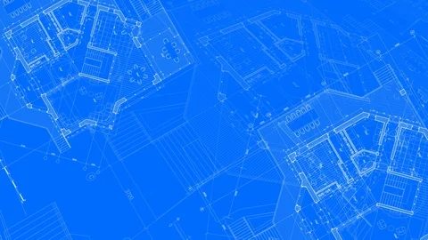 Architecture design: blueprint plan - modern house Stock Footage 93237439