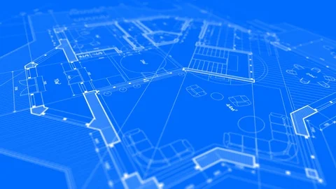 Architecture design: blueprint plan - modern house Stock Footage 93286753