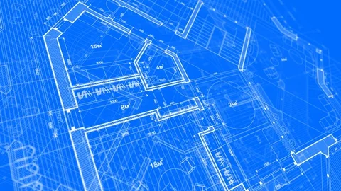 Architecture design: blueprint plan - modern house Stock Footage 93286754