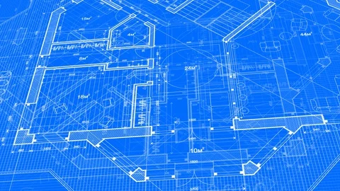 Architecture design: blueprint plan - modern house Stock Footage 93286755