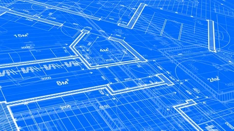 Architecture design: blueprint plan - modern house Stock Footage 93286757