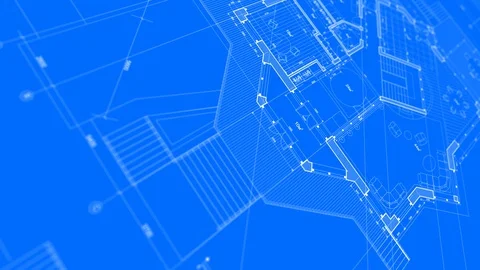 Architecture design: blueprint plan - modern house Stock Footage 93367524