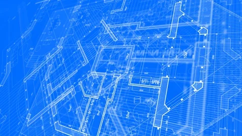 Architecture design: blueprint plan - modern house Stock Footage 93367525