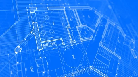 Architecture design: blueprint plan - modern house Stock Footage 93367526