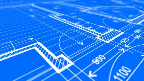 Architecture design: blueprint plan - modern house Stock Footage 93367534