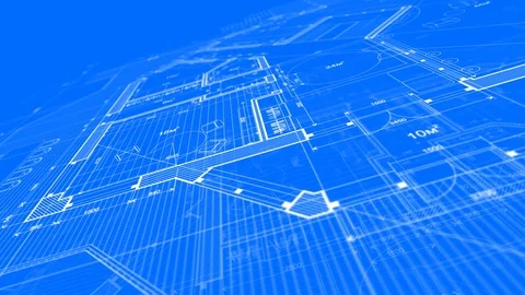 Architecture design: blueprint plan - modern house Stock Footage 93367910