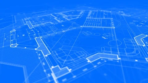 Architecture design: blueprint plan - modern house Stock Footage 93448625