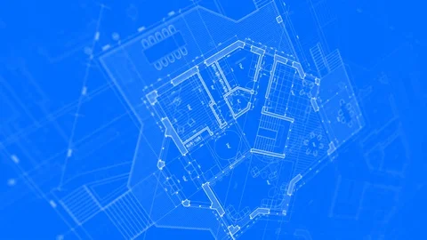 Architecture design: blueprint plan - modern house Stock Footage 93448626