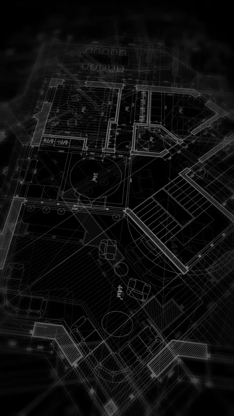 Architecture design: blueprint plan modern residential building Stock Footage 260709208