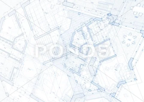 Architecture Design: Blueprint Plan - Vector Illustration