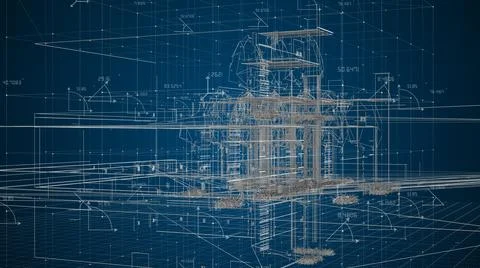 Architecture design plan background house wire-frame abstract Stock-Illustration