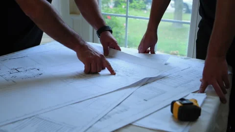Architecture design project discussion, architect designer engineering team Stock Footage 322539608