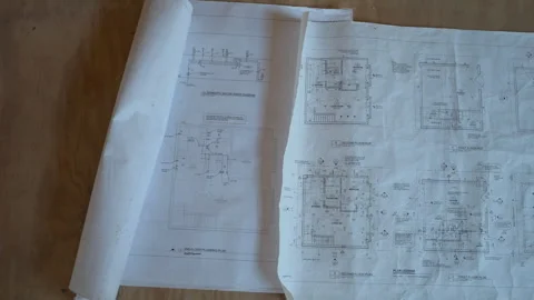 Architecture design project, interior drawing of building, floor plan, drafting Stock Footage 317591073