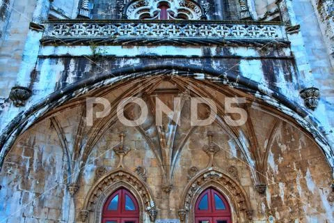 Architecture details of the monastery or hieronymites Stock Photos