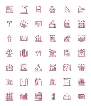 Architecture Digital Vector Pack containing 42 Display Perfect Bold Line 25.. Stock Illustration