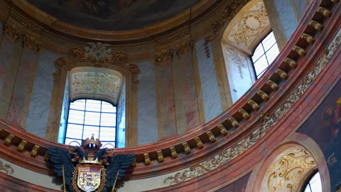 Architecture displaying frescoes inside dome Stock Footage 301251102