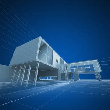 Architecture drafting 3d rendering Stock Illustration