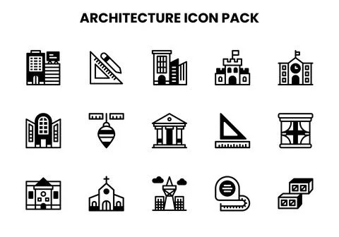 Architecture DuoTone Bundle Icons Pack Stock-Illustration