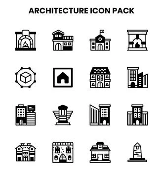 Architecture DuoTone Collection Icons Pack Ilustración de archivo