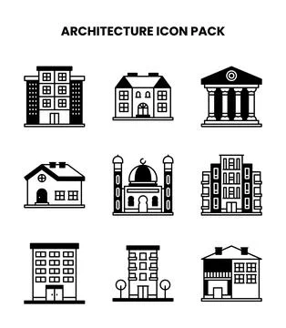 Architecture DuoTone Design Icons Pack 库存插图
