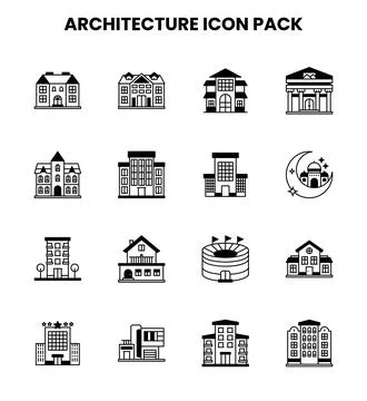Architecture DuoTone Graphics Icons Pack Stock Illustration