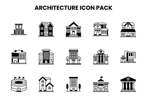 Architecture DuoTone Icons Pack Illustrazione stock