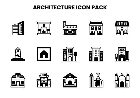 Architecture DuoTone Scalable Icons Pack 库存插图