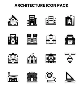 Architecture DuoTone Set Icons Pack Stock Illustration