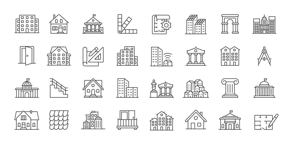 Architecture Elements icons in line design. architecture, elements, building Stock-Illustration