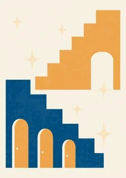 Architecture elements textured poster illustration. Modern aesthetic art 스톡 일러스트