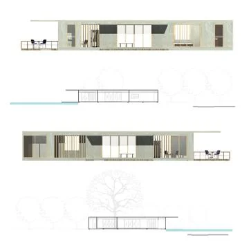 Architecture elevation and section Stock Illustration