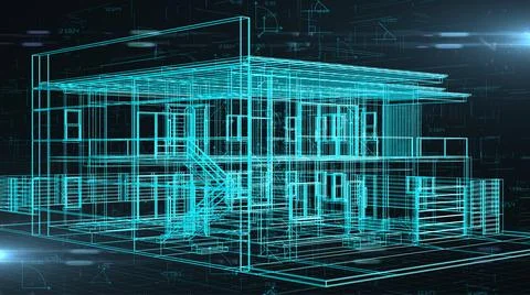 Architecture engineering blueprint concept of modern house design Ilustración de archivo