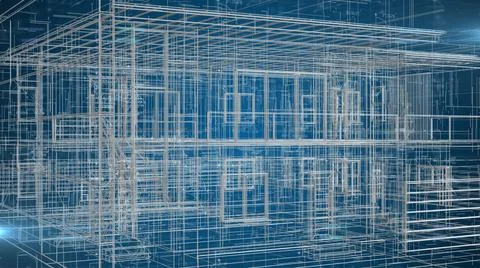 Architecture engineering blueprint concept of modern house design  Ilustración de archivo
