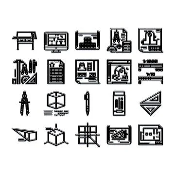 Architecture engineering design planning blueprint technical tools collection イラスト素材