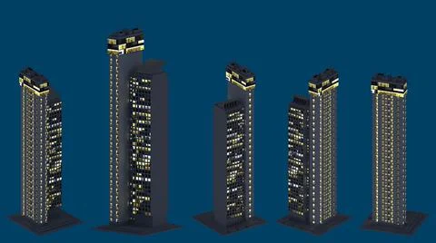 Architecture at evening with glowing lights isolated Stock-Illustration