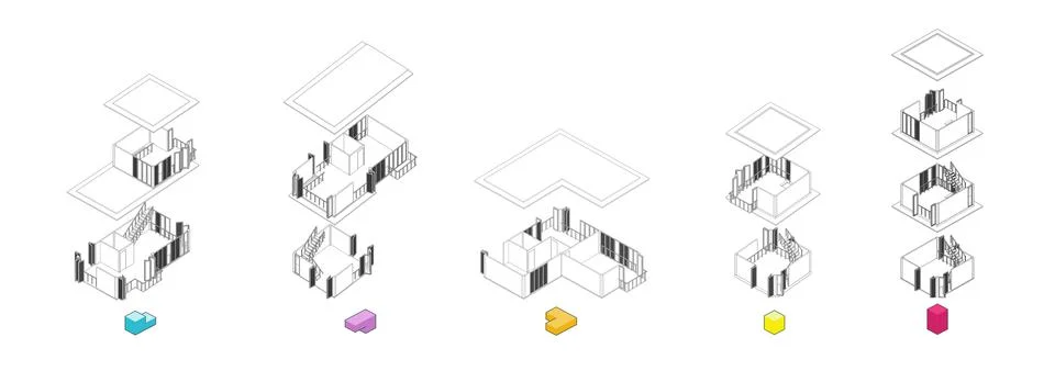 Architecture exploded units diagram Illustrazione stock