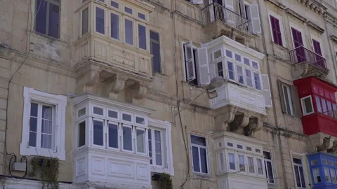 Architecture. Facade of a building in Malta. Stock Footage 256026627