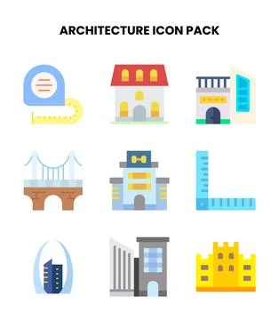 Architecture Flat Bundle Icons Pack Stock Illustration