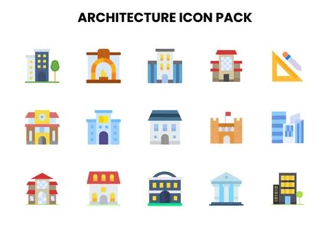 Architecture Flat Bundle Icons Pack Illustrazione stock